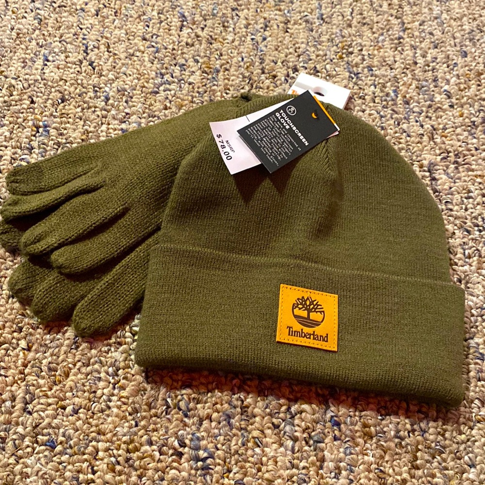 Olive Green hat + gloves set